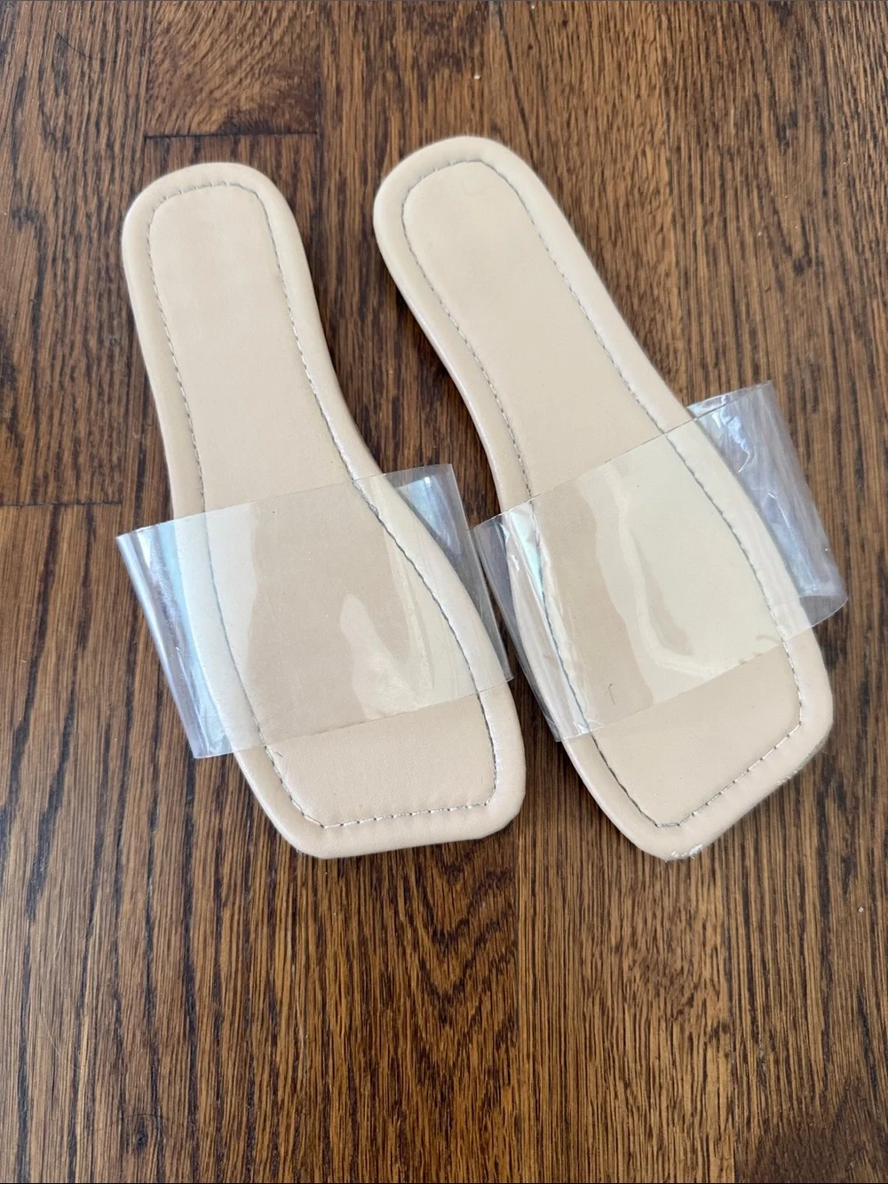 Girls' Clear Strap Sandals in Nude - Easy Slip-On Summer Slide